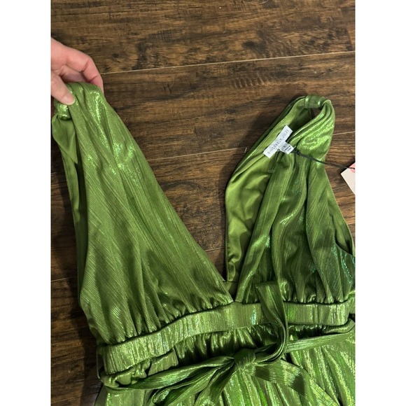 Sincerely Jules Green Metallic Maxi Party Dress Size Large - Picture 4 of 8